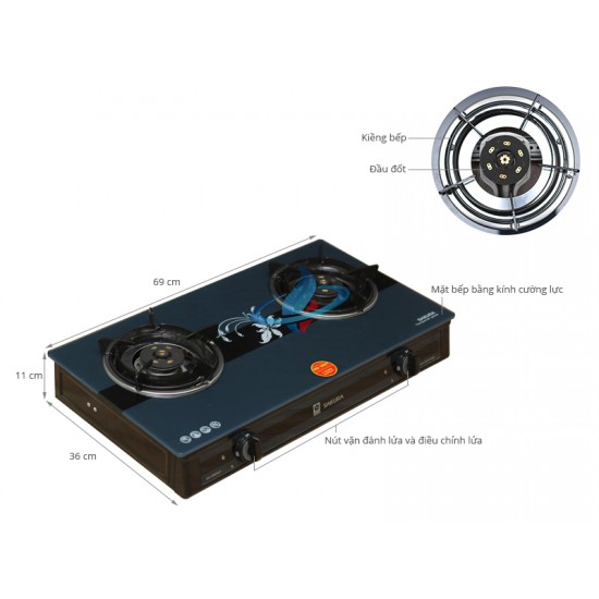 Bếp gas đôi Sakura SA-690GH  